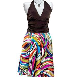 Vintage 90s Y2K Cleavage Handkerchief Pixie Fairy‎ Halter Dress Medium